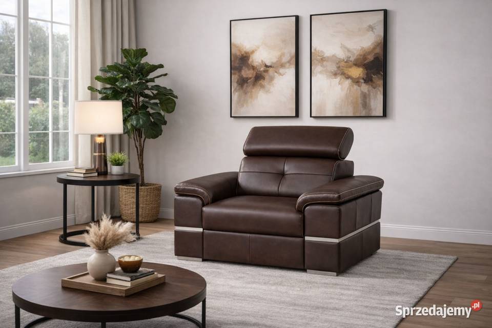 Nowoczesny komplet Dante 321 skóra naturalna 100 Piasek