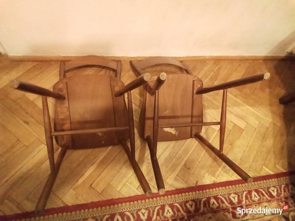2 żółte krzesła PRL komplet Warszawa