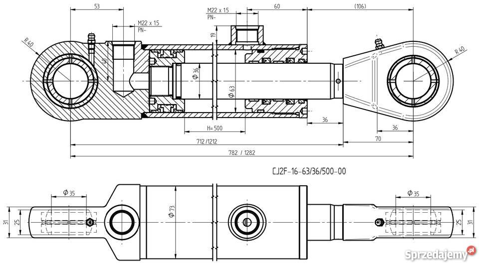 Siłownik CJ2F 63x36 500 z zaworem regulowanym 38 kujawsko-pomorskie Solec Kujawski