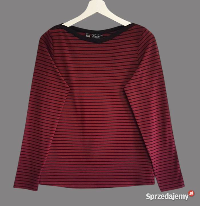 Damska bordowa bawełniana bluzka w paski z długi Chrzanów
