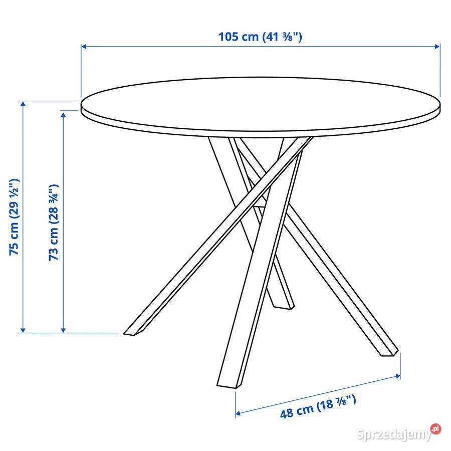 Stół czarny imitacja marmuru 105 IKEA MARIEDAMM Rypin