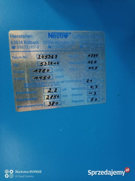 Odciąg trocin pyłu wyciąg filtr Nestro NE 160 Gorlice sprzedam