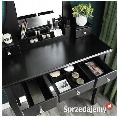 Stylowa Toaletka biurko z Hokerem i bez ramkowym 80cm Toaletki pomorskie Rumia