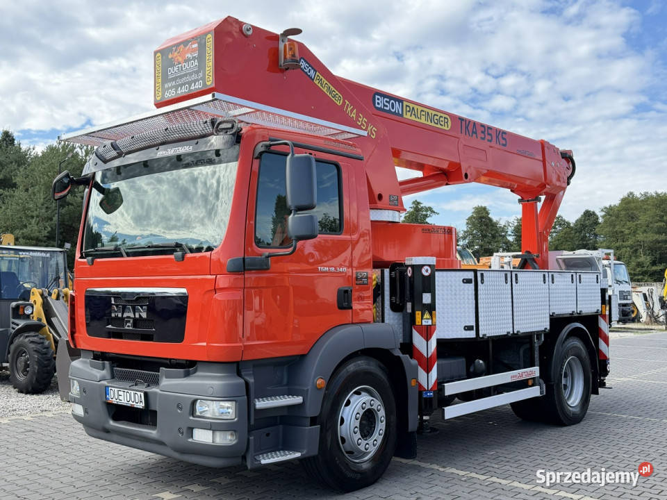 MAN TGM 18340 Zwyżka BISON Palfinger 35 KS Samochody ciężarowe Widełki sprzedam