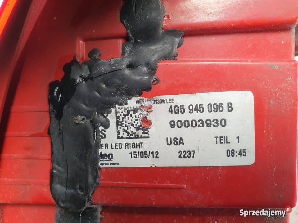 LAMPA PRAWA TYŁ AUDI A6 C7 4G5945096B Pozostałe Lipno