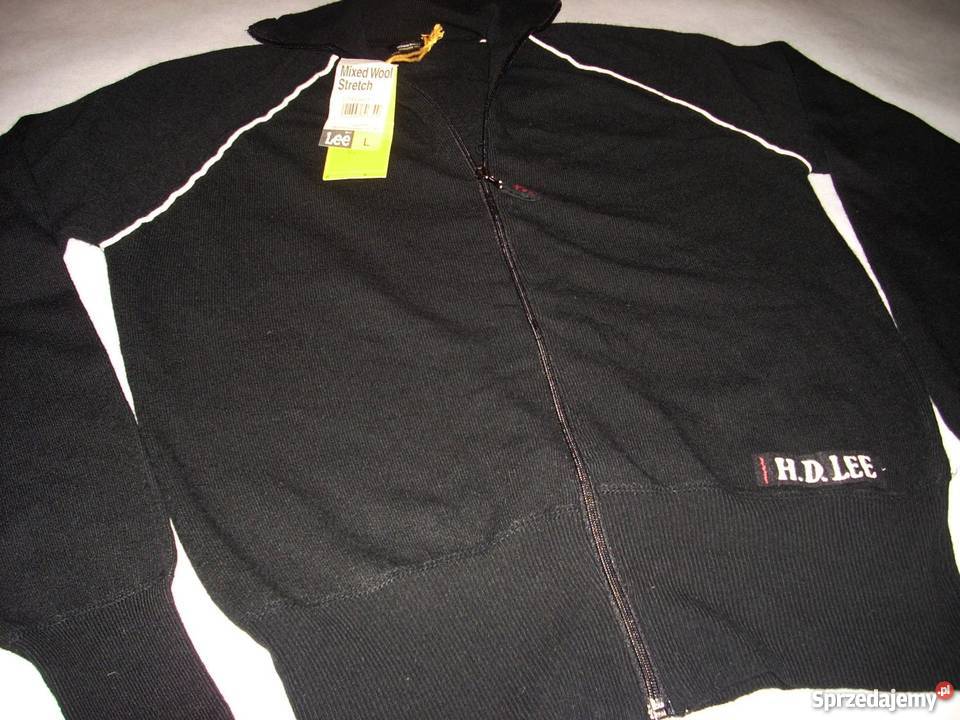 LEE NOWY sweter męski z wełną zamek M L długi