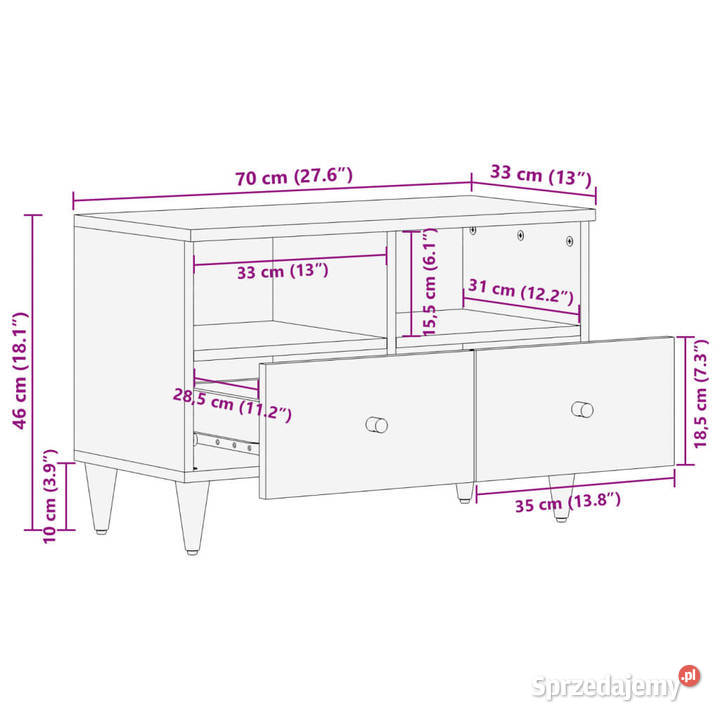 Szafka pod telewizor 70x33x46 lite drewno mango Warszawa