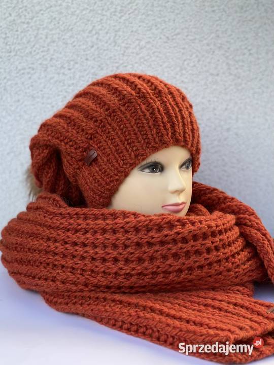 Czapka szalik komplet wełniany MERINO ALPAKA Dla kobiet Łódź