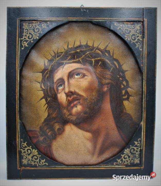 Obraz Jezusa Ecce Homo wg Guido Reni XIX wiek wielkopolskie Poznań sprzedam
