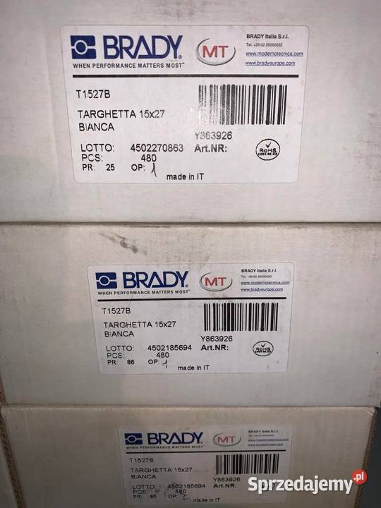 Brady Targhtta 15x27 non adhesive x6 pack x 480 mazowieckie Warszawa