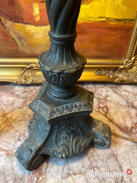 Antyk XIX wieczna przepiękna lampa z metalu Kłodzko