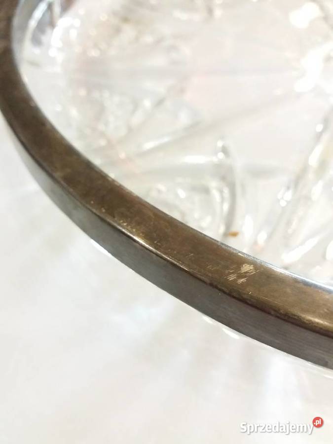 Kryształowa patera okuta w plater Hefra Kraków