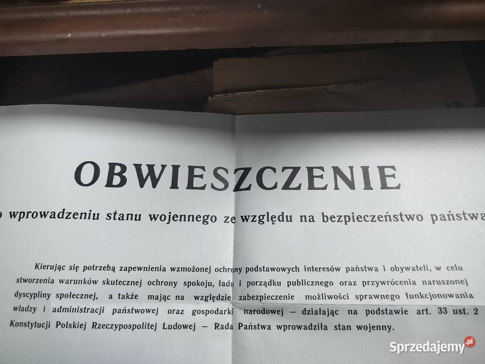 Oryginalny plakat o wprowadzeniu w Polsce stanu