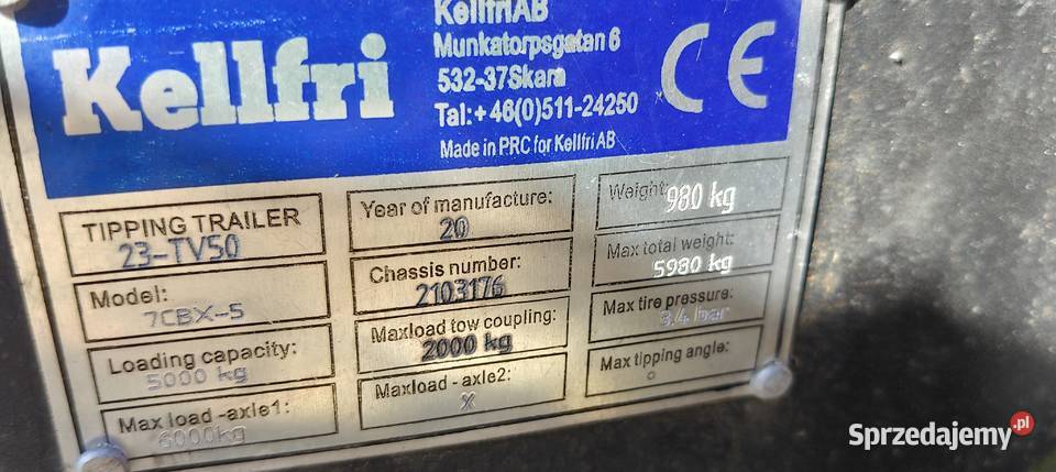 Przyczepa rolnicza Kellfri 5 ton Kijany