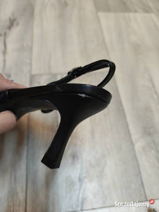 42 Koronkowe czarne czółenka wieczorowe z 28cm