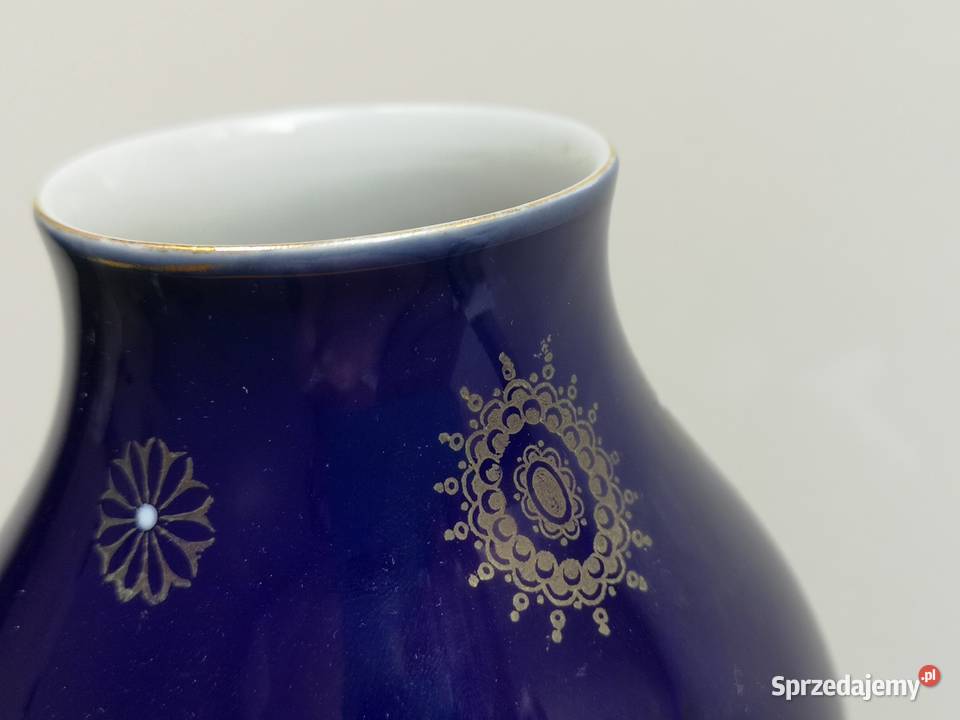 Wazon porcelanowy kobalt złocenia vintage Toruń sprzedam