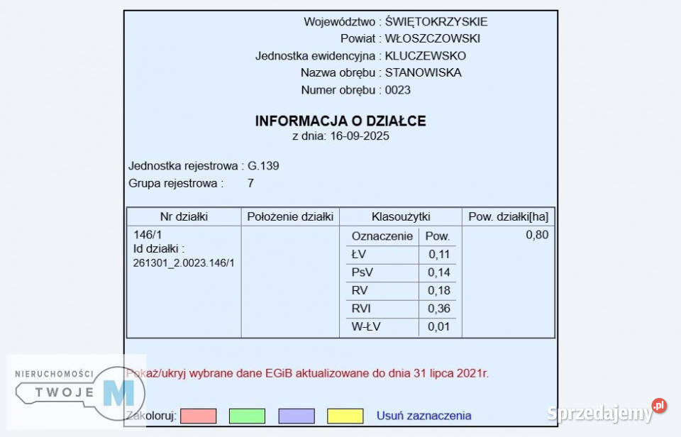 Grunt do sprzedania 8000m2 Kluczewsko