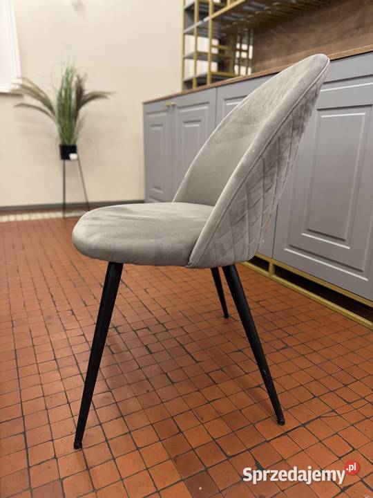 Krzesła KOKKEDAL szary aksamit Krzesła Bielsko-Biała