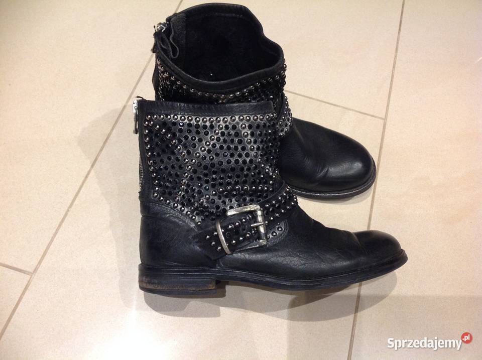 Wokery Damskie Skórzane 36 Czarne