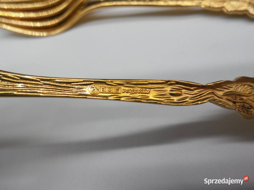 Komplet sześciu pozłacanych widelczyków Raszków