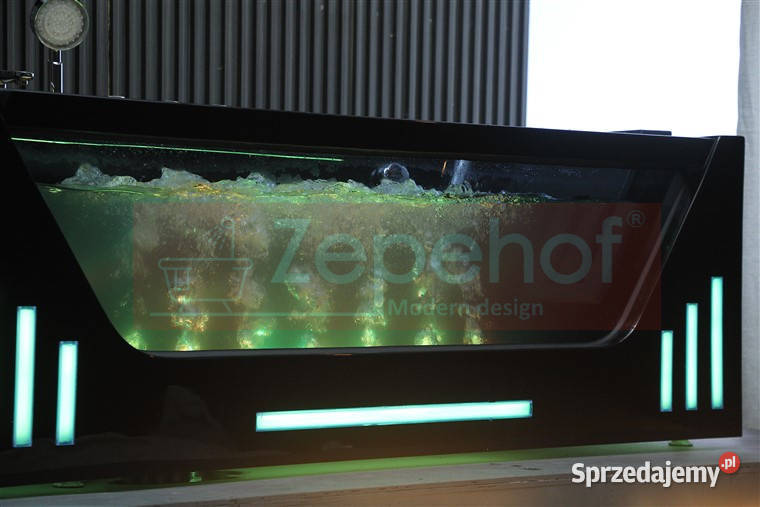 Czarna wanna z hydromasażem EB7066 prostokątna