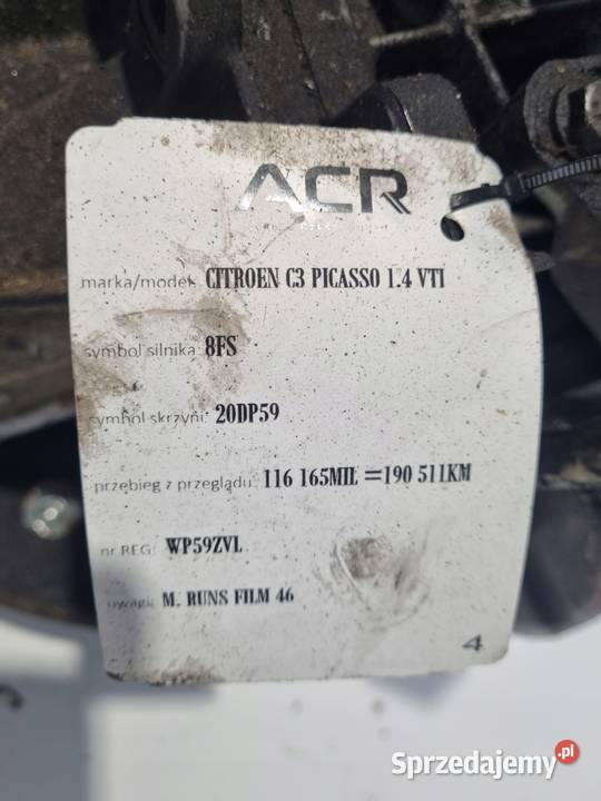SKRZYNIA BIEGÓW Citroen C3 Picasso 14 VTi Skrzynie biegów manualne Chełm