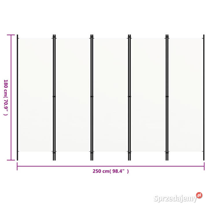 Parawan 5panelowy biały 250 x 180 WM320723 mazowieckie Warszawa