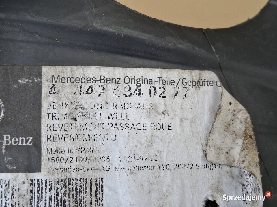MERCEDES VITO W447 VKLASA NADKOLE PRAWY PRZÓD osobowe Bieleń