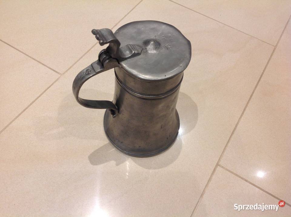 Stary Kufel cynowy z klapką sygnowany inny kolor Nowa Sól sprzedam