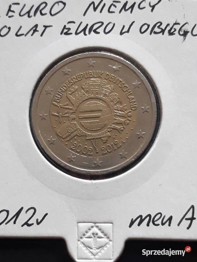 2 Euro 10 lat Euro w obiegu Niemcy 2012 r men A Konin sprzedam