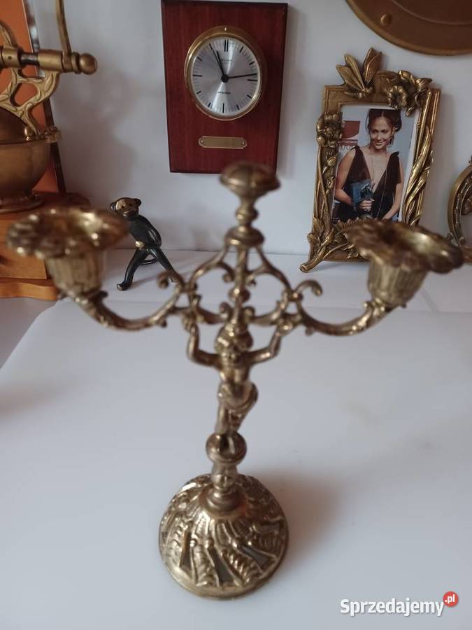 Piękny mosiężny świecznik figuralny Kolekcja Pozostałe Poznań sprzedam