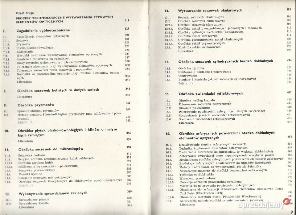 TECHNOLOGIA ELEMENTÓW OPTYCZNYCH Legun Osięciny sprzedam