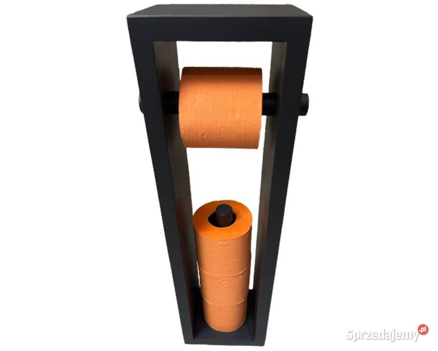 Stojak drewniany na papier toaletowy czarny i Dębica