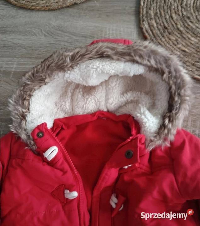 Kurtka z kapturem czerwona chłopięce zimowa