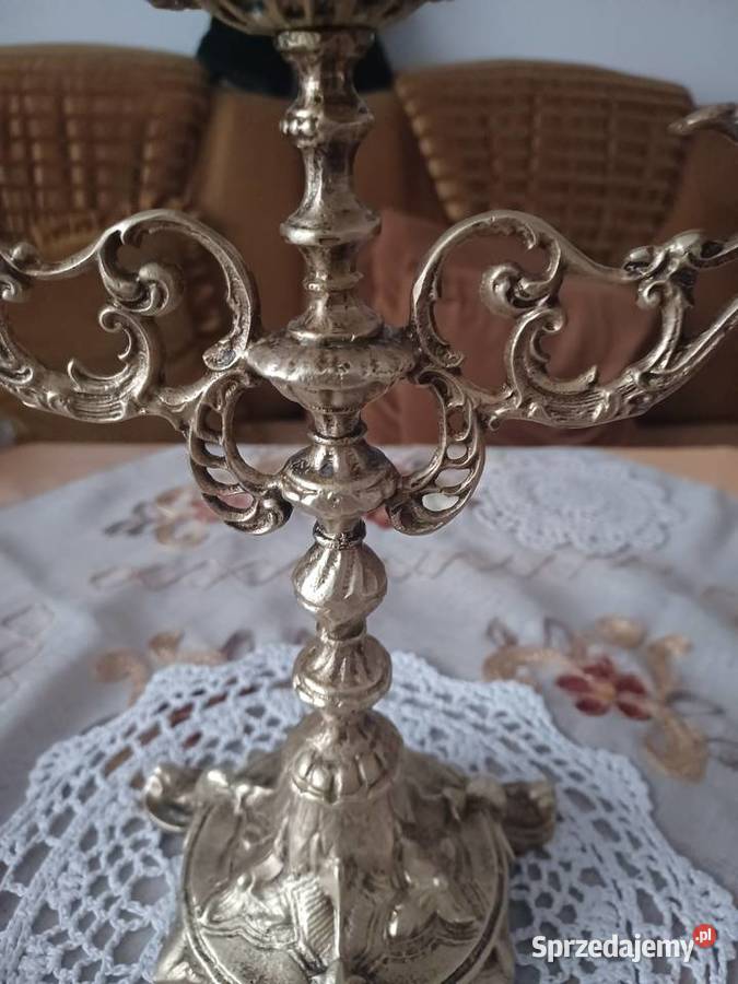 Piękny masywny mosiężny świecznik wielkopolskie Poznań sprzedam