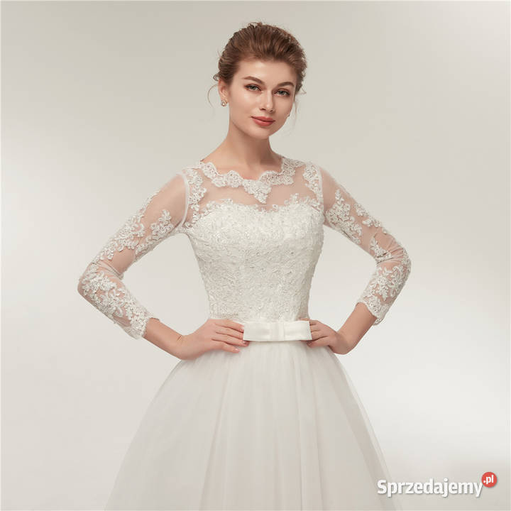 Suknia ślubna Aline wiązanie długi rękaw S 36 Rozmiar 36(S)
