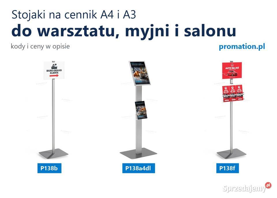 Stojaki na cennik A4 i A3 do warsztatu myjni
