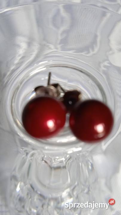 POSREBRZANE KOLCZYKI Z WIŚNIOWEJ PERŁY Piła sprzedam