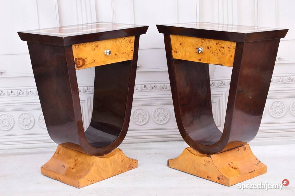 Dwa Nakastliki Stoliki Szafki Nocne Art Deco małopolskie Kraków