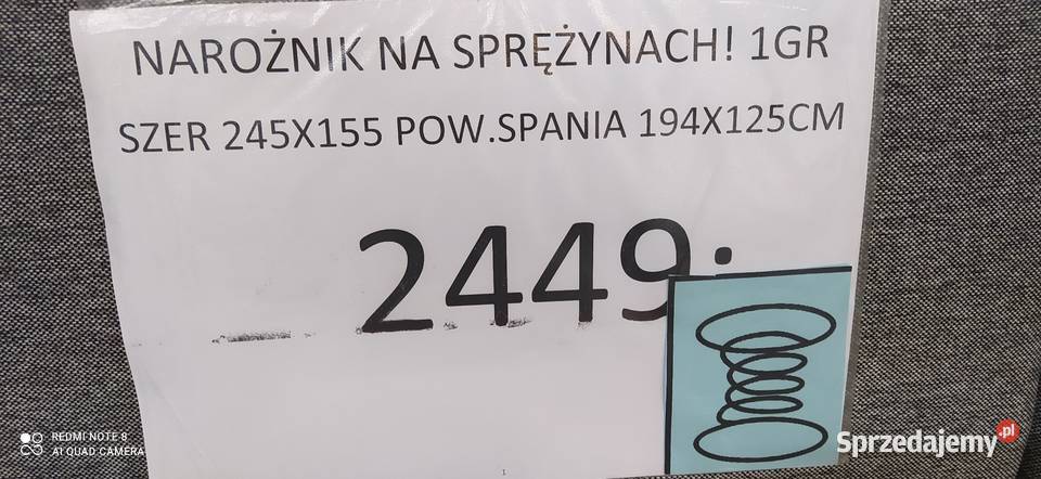 NAROŻNIKI NA SPRĘŻYNACH DOSTĘPNE RĘKI 245cm Toruń sprzedam