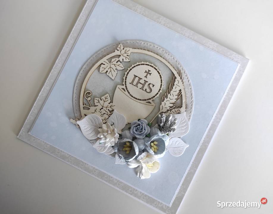 Kartka ręcznie robiona na Komunię Świętą z Łódź