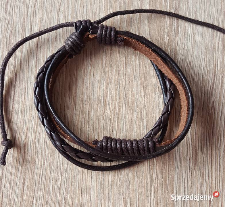 135 Nowa męska bransoletka skórzana brązowa boho Szczecin