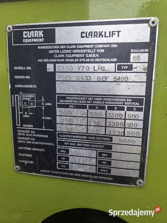 Wózek Widłowy CLARK 35 Tona C500 Y70 LPG Wolny Piszczac