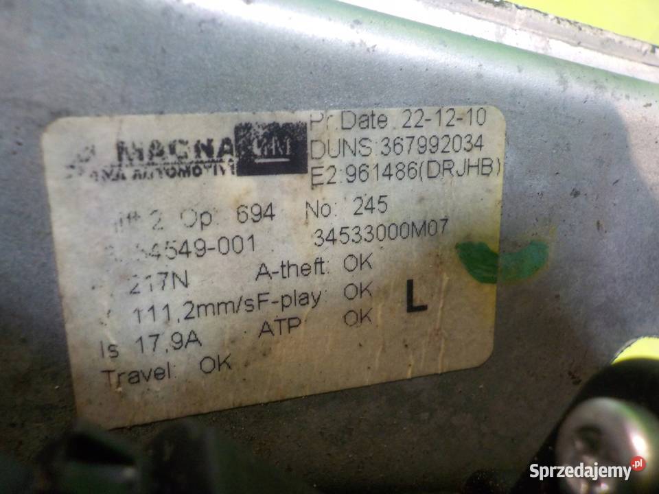 OPEL MERIVA B 11r 5D podnosnik szyby prawy tyl Suków