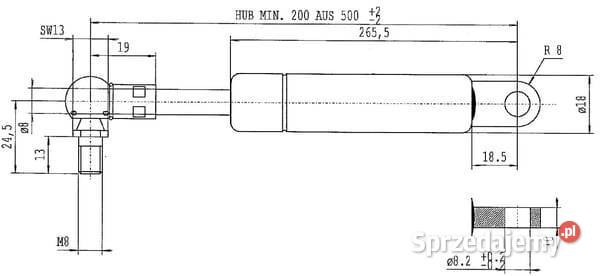 Sprężyna gazowa L500 mm 180N Stabilus CA056189 Kamionna