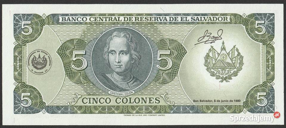 SALWADOR 5 COLON 1990 STAN UNC Łódź