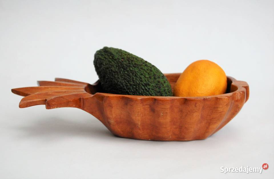 Miska patera rzeźbiona drewno teak ananas odcienie brązowego Lublin