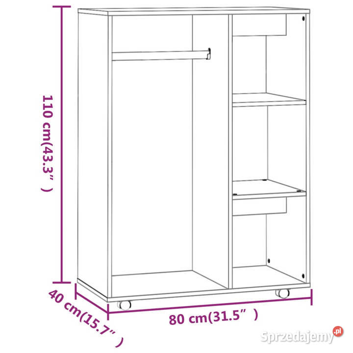 Szafa brązowy dąb 80x40x110 materiał Warszawa