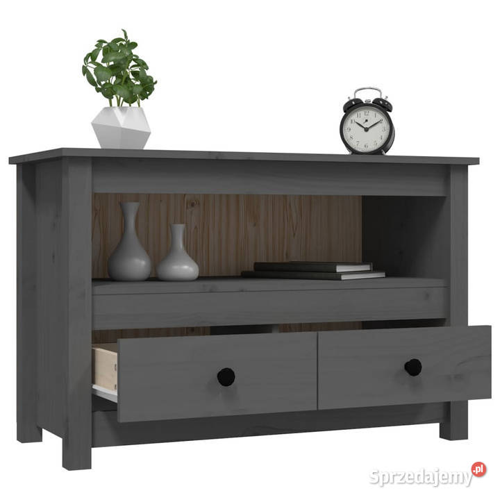 Szafka pod telewizor szara 79x35x52 lite drewno