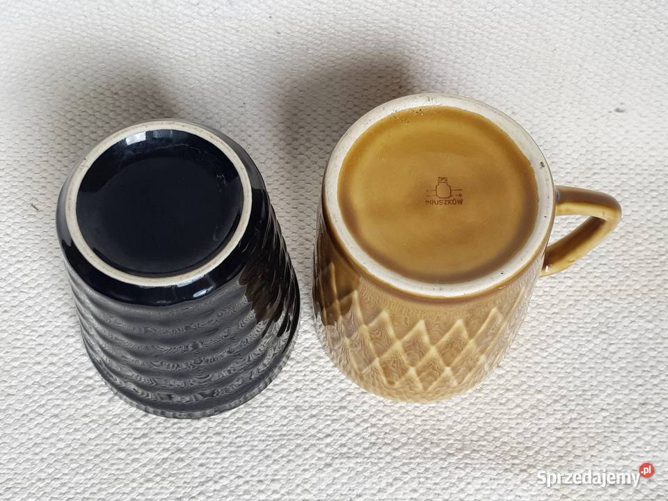 Porcelit Pruszków kubek Irenka czarny zygzaki Warszawa